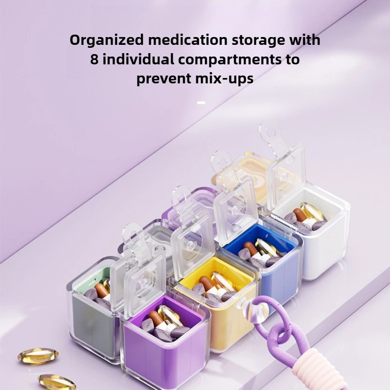 8 Grid Pill Cases Multi Functional Folding Pill Cases Moisture Proof Portable Medicine Storage Box Rubik's Cube Pill Box