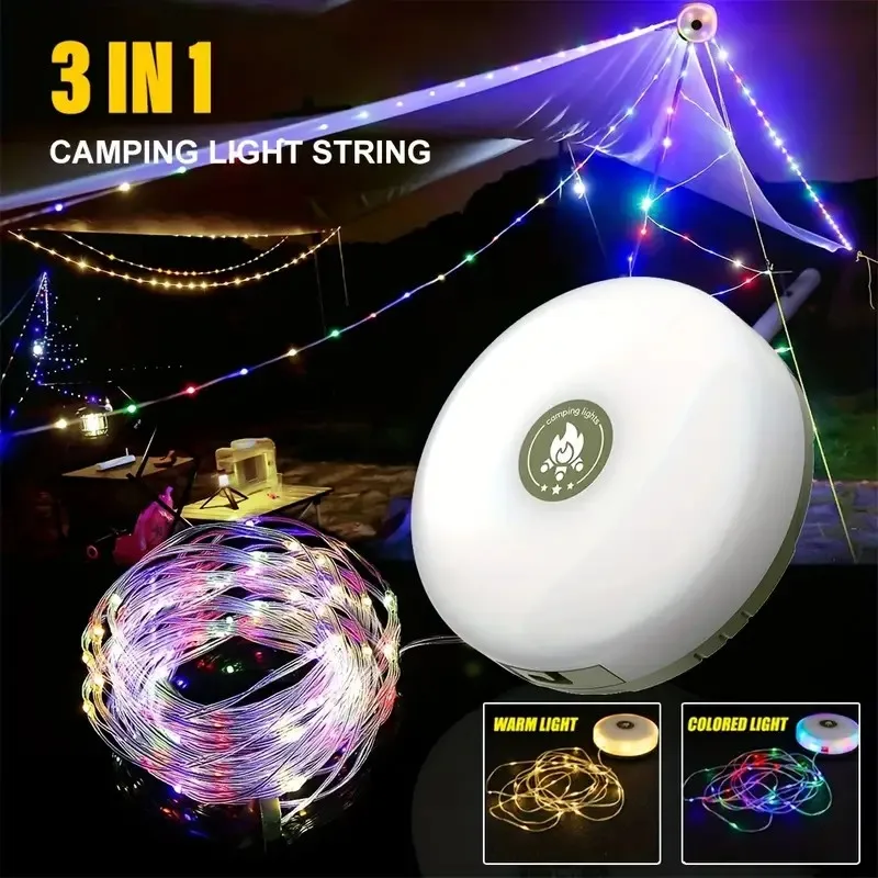 

10-метровые гирлянды для кемпинга, уличные водонепроницаемые портативные складные гирлянды с режимами освещения, USB-фонари для кемпинга для пеших прогулок