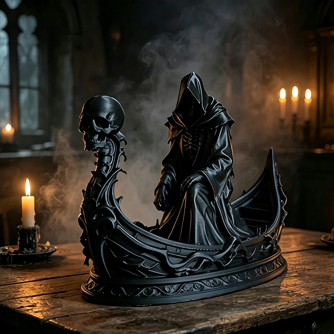 3D Printing Mockup - 3D‑Printed Charon Ferryman Statue, Black Death