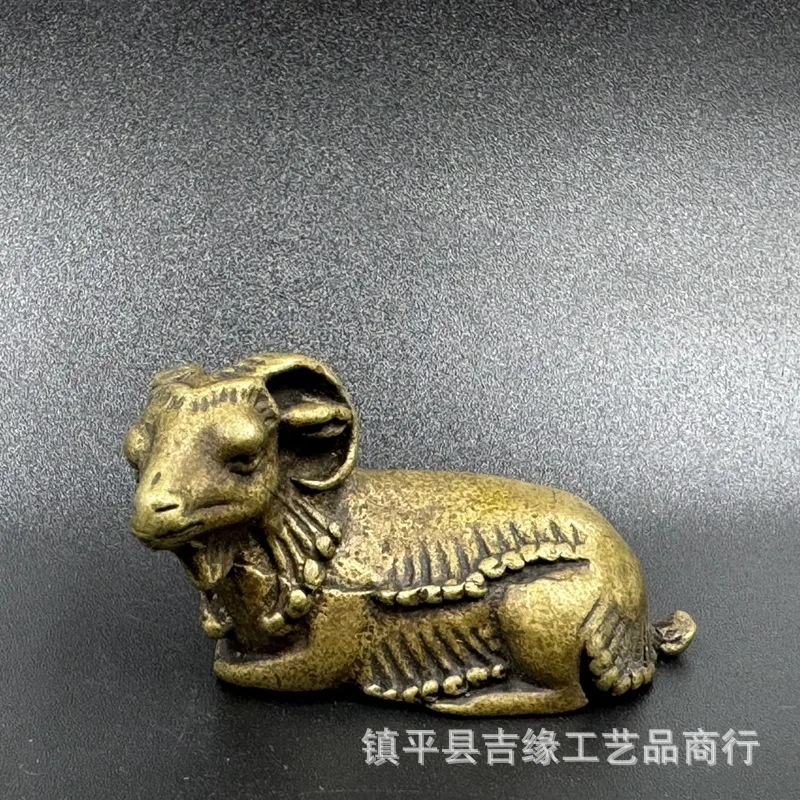 Wholesale Two Pieces Price Yellow Goat Home Chinese Zodiac Sign of Sheep Office Desktop Stall Supply Antique Pure Copper