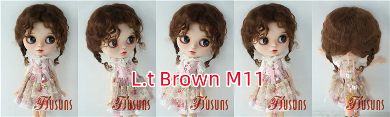 Fjusuns JD644 9-10inch 10-11inch Messy Baby Curly Mini Twintail Mohair BJD Wigs QBaby Pullip Blythes& 18"AG Doll Accessories