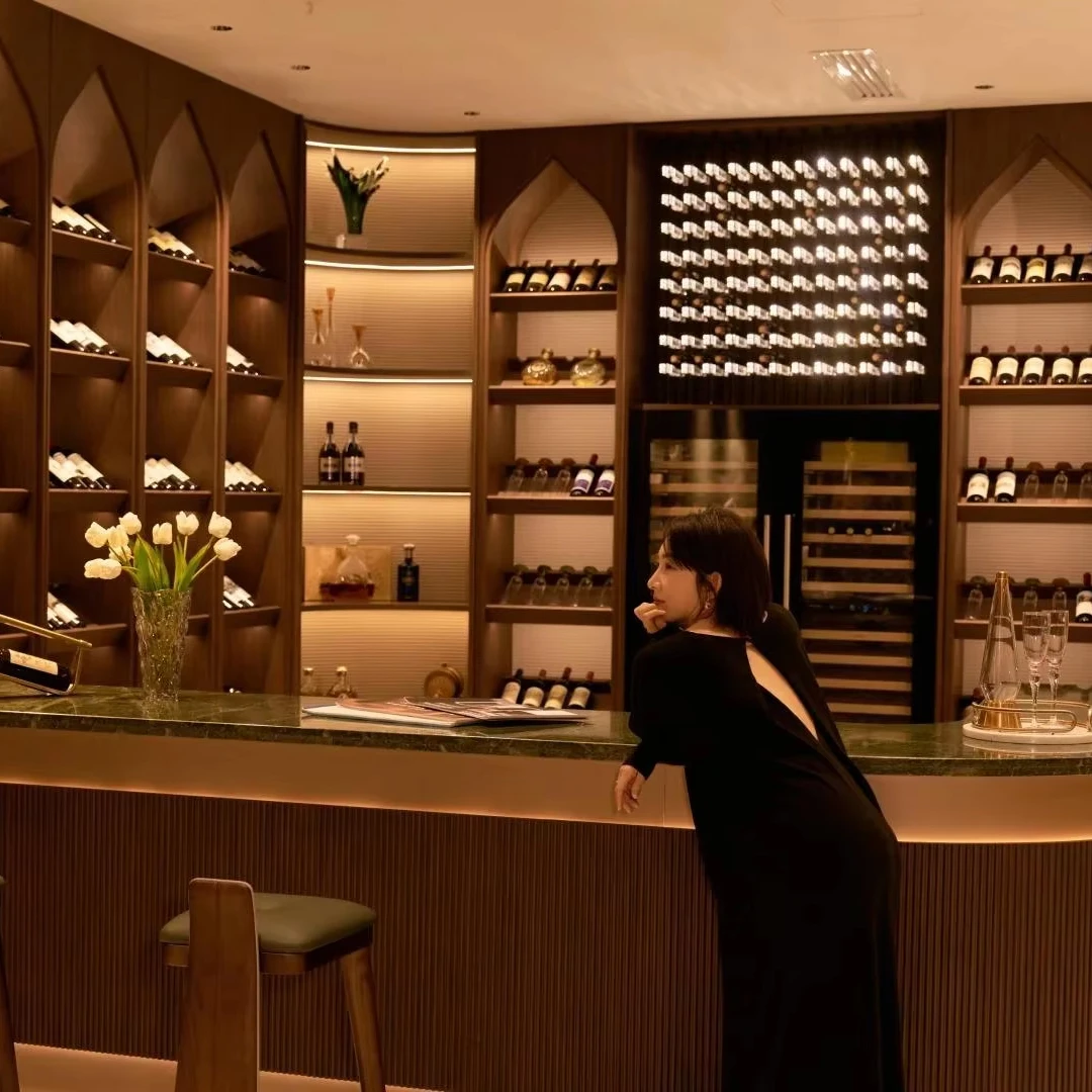 Home Bar Set - Moderne wijnkast, verlichte wijnkelder, meubelset, barwerkbank,