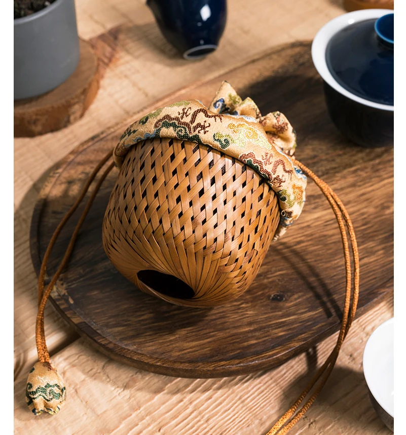 Chinese Style Retro Teaware Storage Bag Portable Handmade Bamboo Cup Basket Cup Tea Cozies Teapot Bag Cup Cage For Travel ZB79