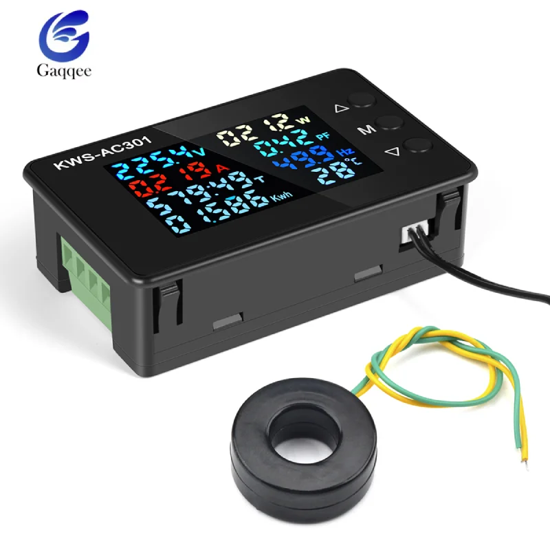 

KWS-AC301 Digital Voltmeter Ammeter Voltage Frequency Electricity Meter Panel Temperature Power Tester AC 50-300V 0-100A