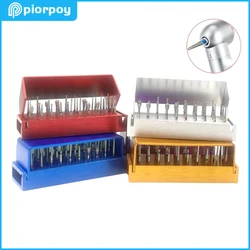 PIORPOY Dental Diamond Burs Drill 30Pcs/Set Eeth Polishing Drillls +1Pcs Aluminum Disinfection Holder Block For Dental Lab Tools