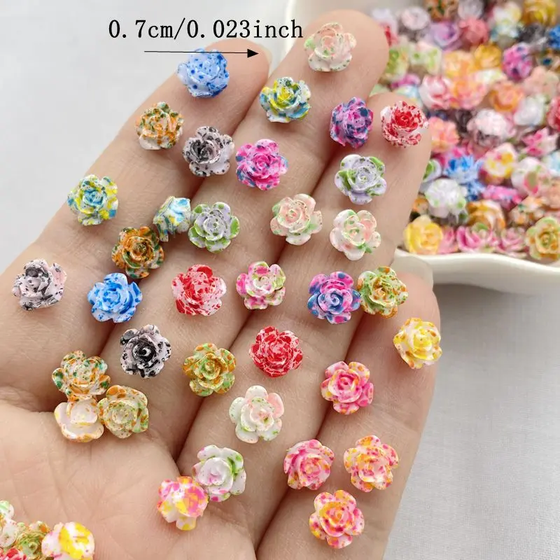 100 pz misto Nail Art resina cartone animato rose colorate serie Charms strass artigianato fai da te per unghie decorazioni 3D gioielli