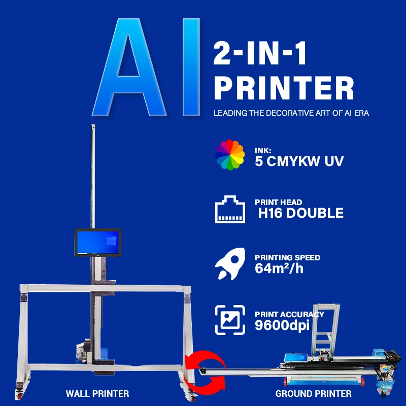 BK-UV64T High Resolution Wall and Ground Printer 3D UV Printer Inkjet Printing Machine