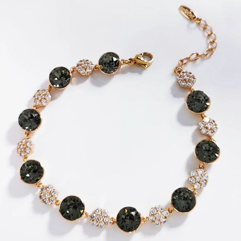 Luxury Bracelet for Women made with Austrian Crystal Round Design Girls Bracelets Bangle Hand Accessories Birthday Bijoux Gift image 4