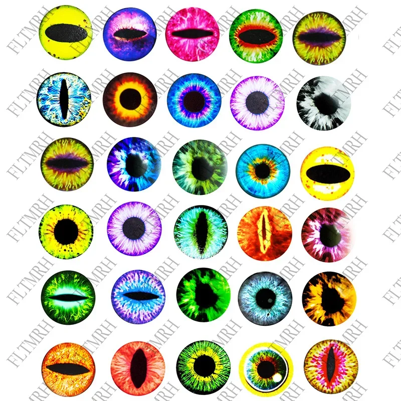 FLTMRH  100pcs  Dragon Eyes Cat Eye Toys Hot Sale 6mm 8mm 10mm 12mm Handmade Photo Glass Cabochons DIY Making Accessorie