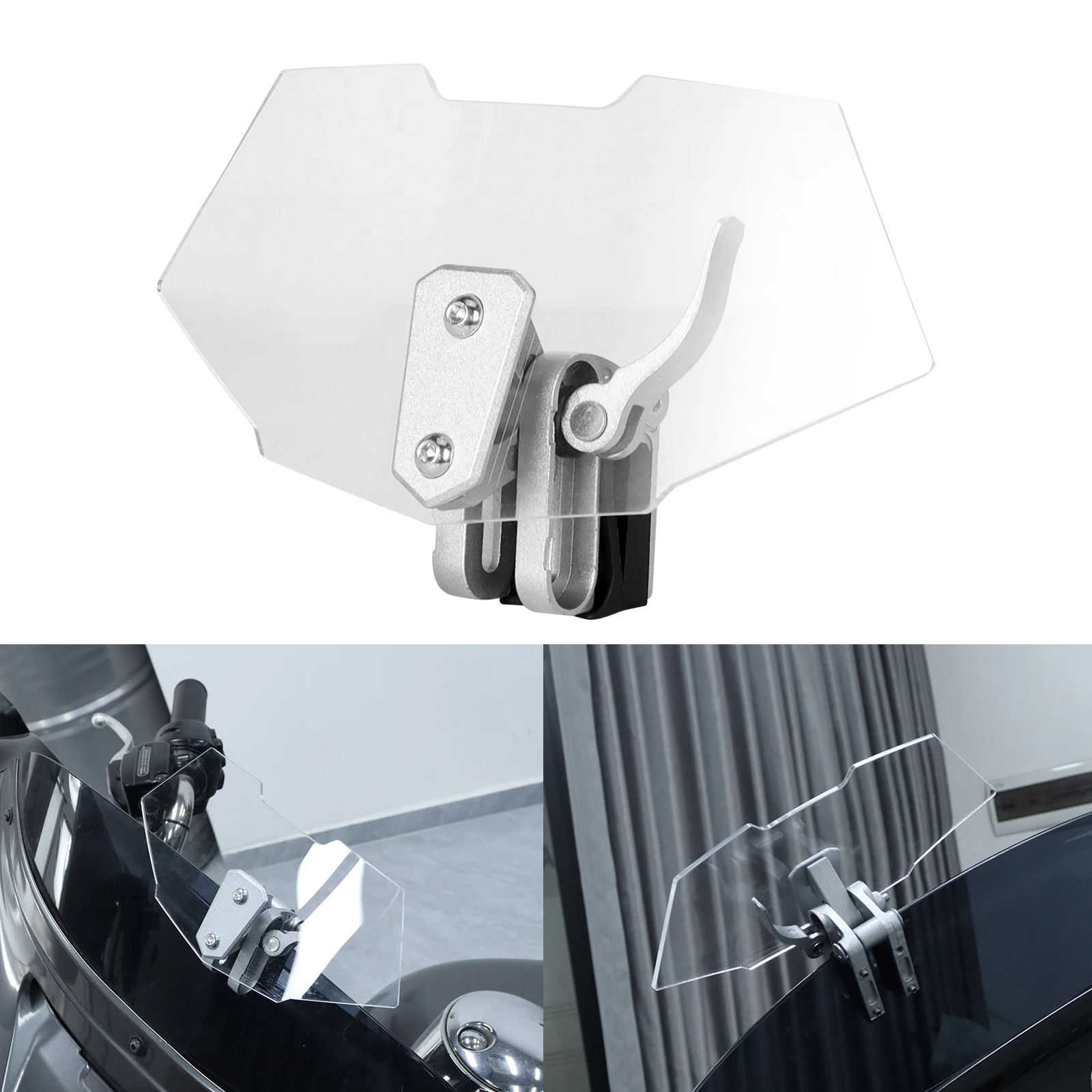 For All Motorcycle Models Windshield Extension Adjustable Spoiler Clamp-On Windscreen Deflector Suitable