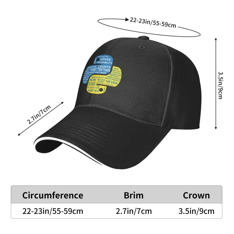 Custom Python Programmers T-Shirt Baseball Cap Men Women Adjustable Programming Developer Coder Dad Hat Streetwear