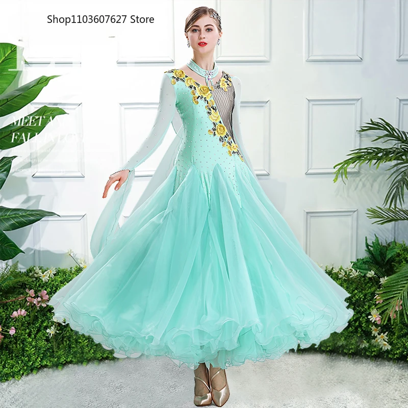 Modern dance competition dress, new ballroom dance, ballroom dance dress, performance dress, waltz dance dress