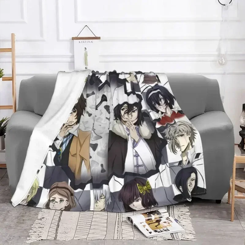 Bungou Stray Dogs Anime Fleece Spring Autumn Japanese Dazai Osamu Throw Blanket for Sofa Bedroom Bed Linen Throws