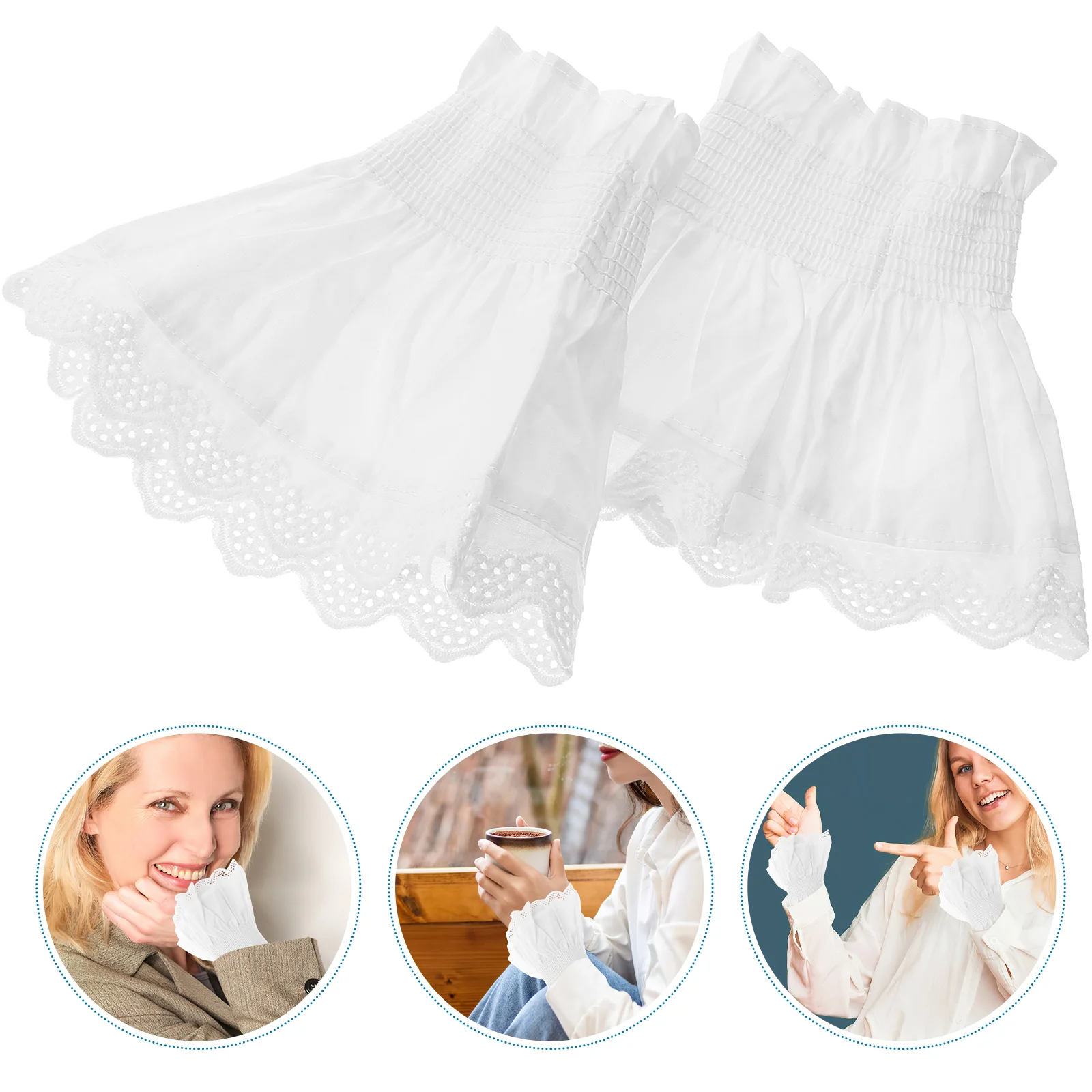 取り外し可能なコットンレースの袖女性のための袖口調節可能な白フェイクアームアクセサリーエレガントなソフト通気性スタイル