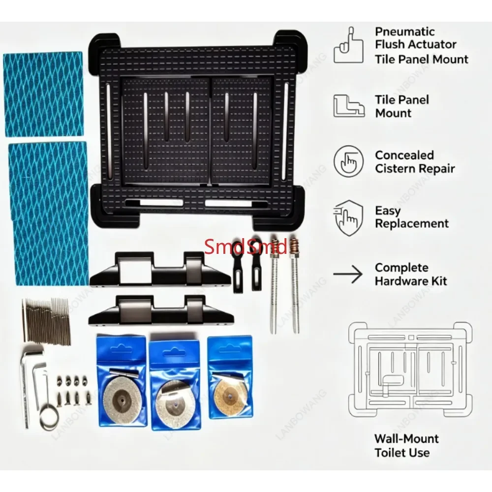Pneumatic Flush Actuator Tile Panel For Concealed Cistern Wall‑Mount Toilet Repair Replacement Accessories