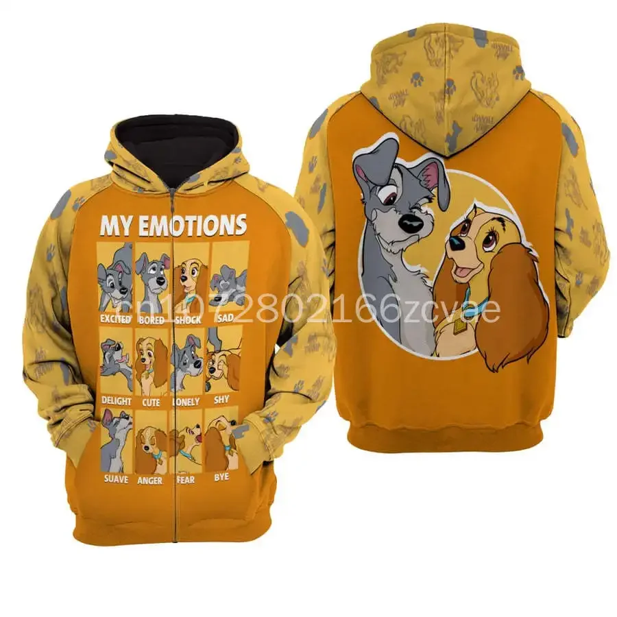 2024 New Disney Women's and Tramp Hoodies Casual Hip Hop Street Clothing Men's and Women's Long sleeved Sweatshirts