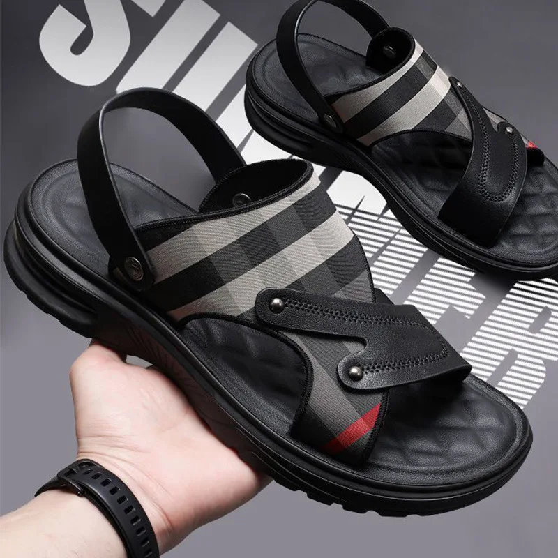 

Men's sandals and slippers dual-purpose summer soft sole breathable beach shoes massage casual shoes mens casual leather sandals