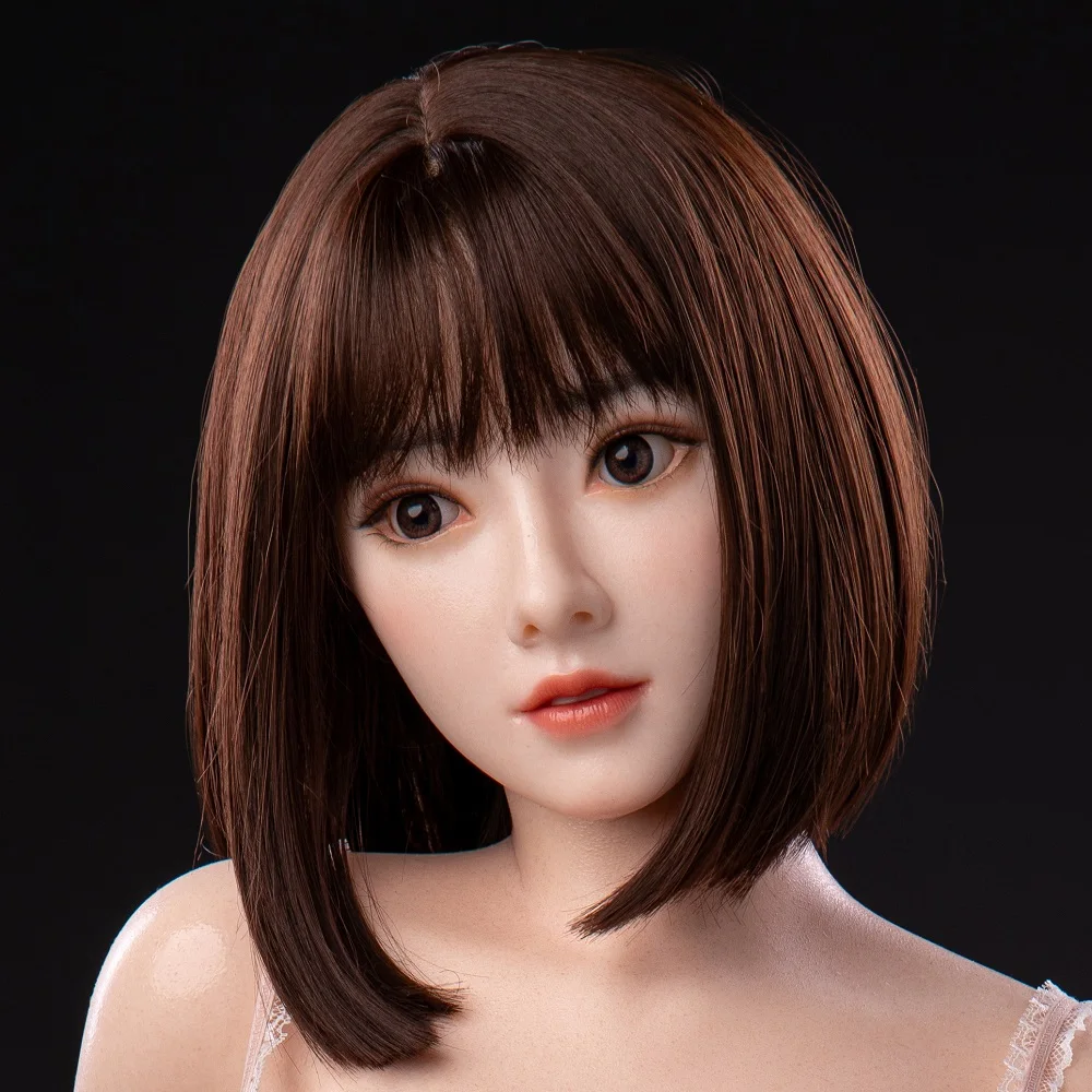 

New Lifelike Full Silicone Sex Doll Head Implanted Hairs Realistic Adult Sexy Love Toys Heads For Men Masturbator