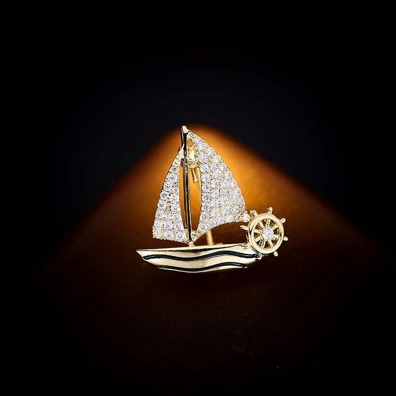 

Fashion Accessories High-end Lapel Pin Design Sense Unisex Exquisite Sailboat Brooch Small Brooch