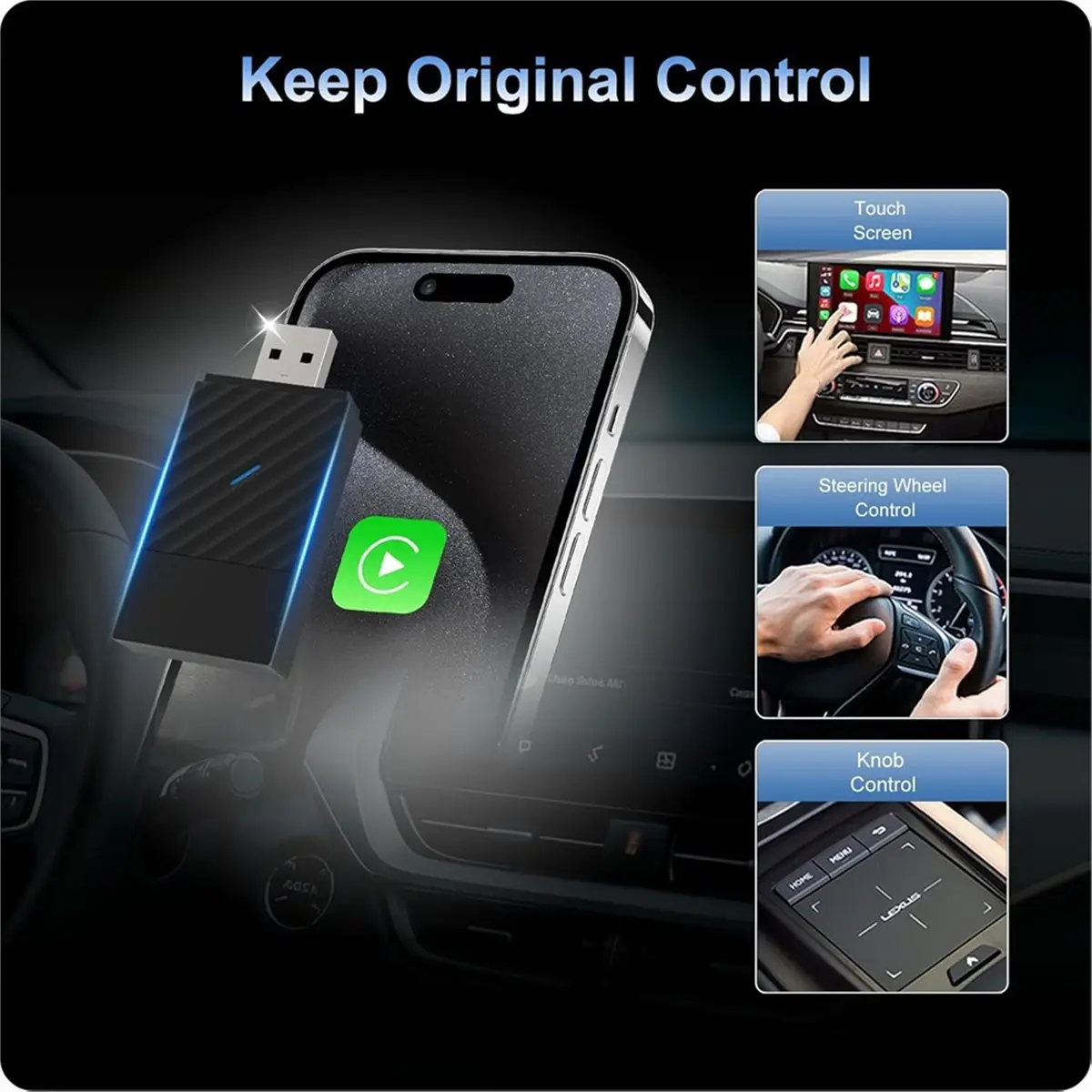 

Беспроводной адаптер CarPlay, преобразование проводного в беспроводное устройство, Plug & Play USB A/Type C для автомобилей, со встроенным проводным автомобилем