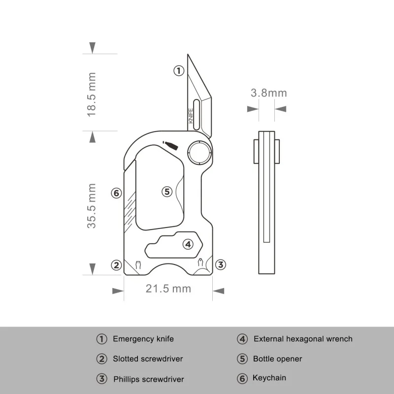 Titanium Alloy Folding Pocket Knife Buckle Multifunctional Bottle Opener Hexagon Wrench EDC Tool Straight Phillips Screwdriver