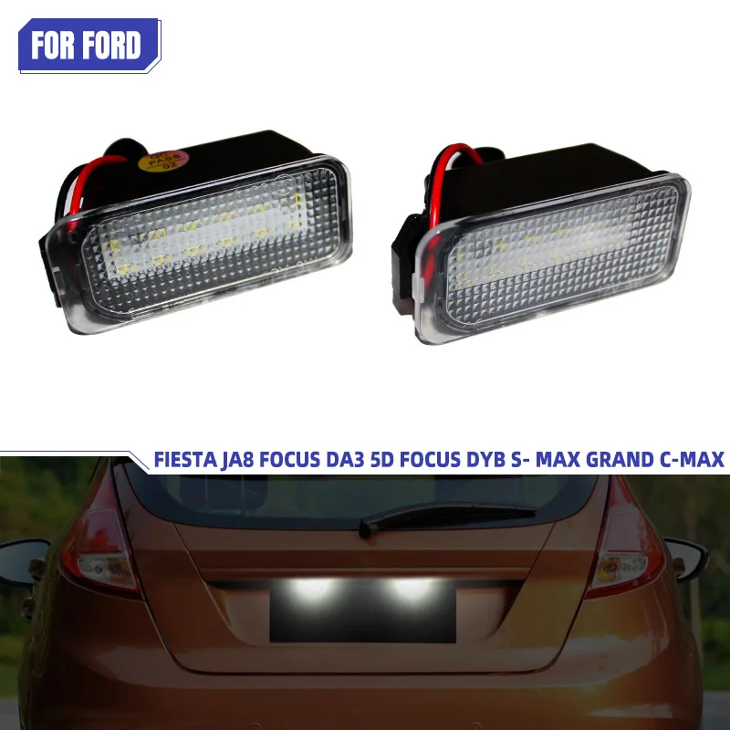 2Pcs License Plate Light for Ford Kuga S MAX Mondeo MK4 MK5 MK2 Fiesta 2008-2019 Focus ABS Plastic 12V LED Number Signal Light