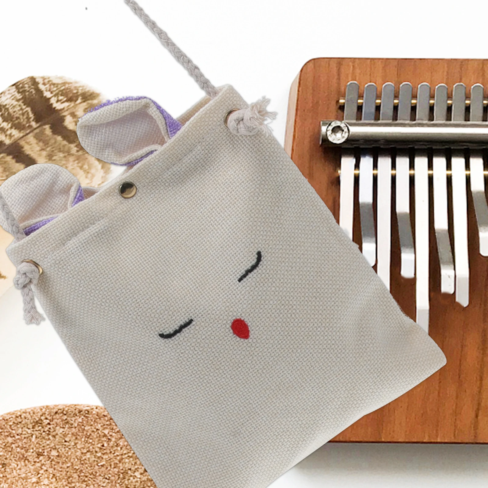 

2 PCS to Weave Guitar Bag Finger Storage Case Canvas Carrying Kalimba