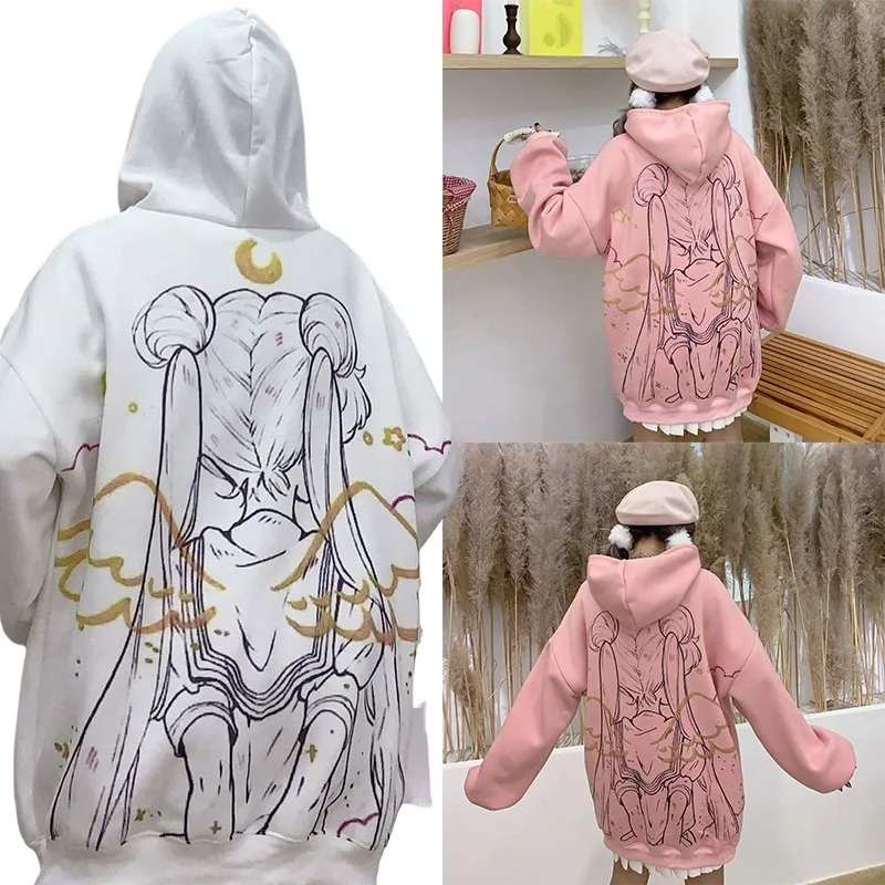 

Сейлор Мун Цукино Усаги с капюшоном розовая плюшевая толстая толстовка с капюшоном аниме персонаж девушка милая и удобная теплая куртка одежда подарки