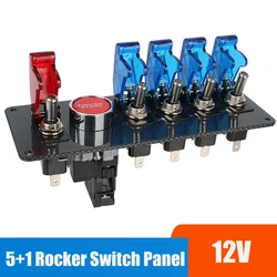 12V Racing Car Rocker Switch Panel Starter Light Toggle Ignition Engine Start Stop Push Button Set Kit LED Indicator Accessories