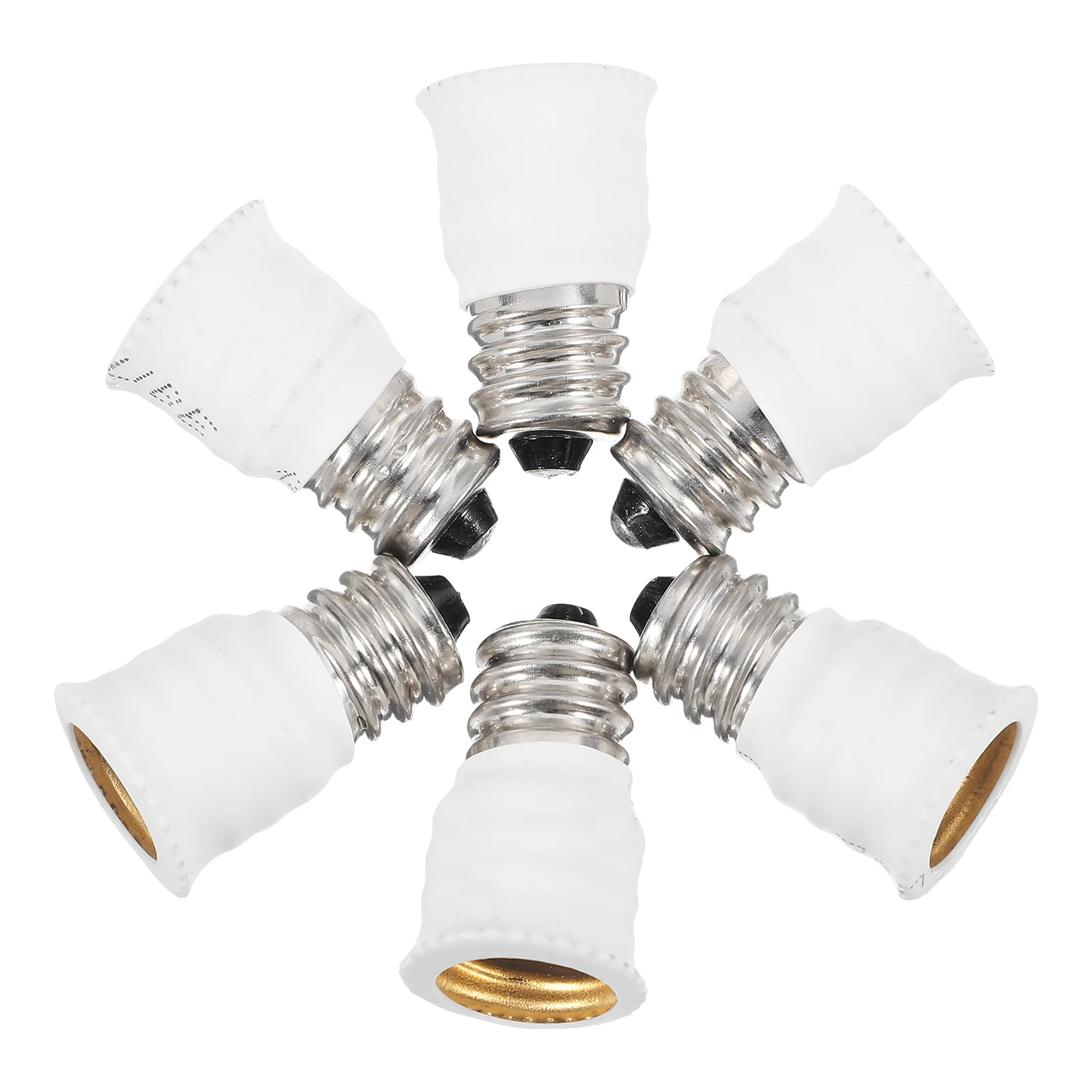 

6pcs Lamp Socket Converter White Aluminum Copper Plated Easy Install High Temp Resistant Multi Use for Ceiling Table