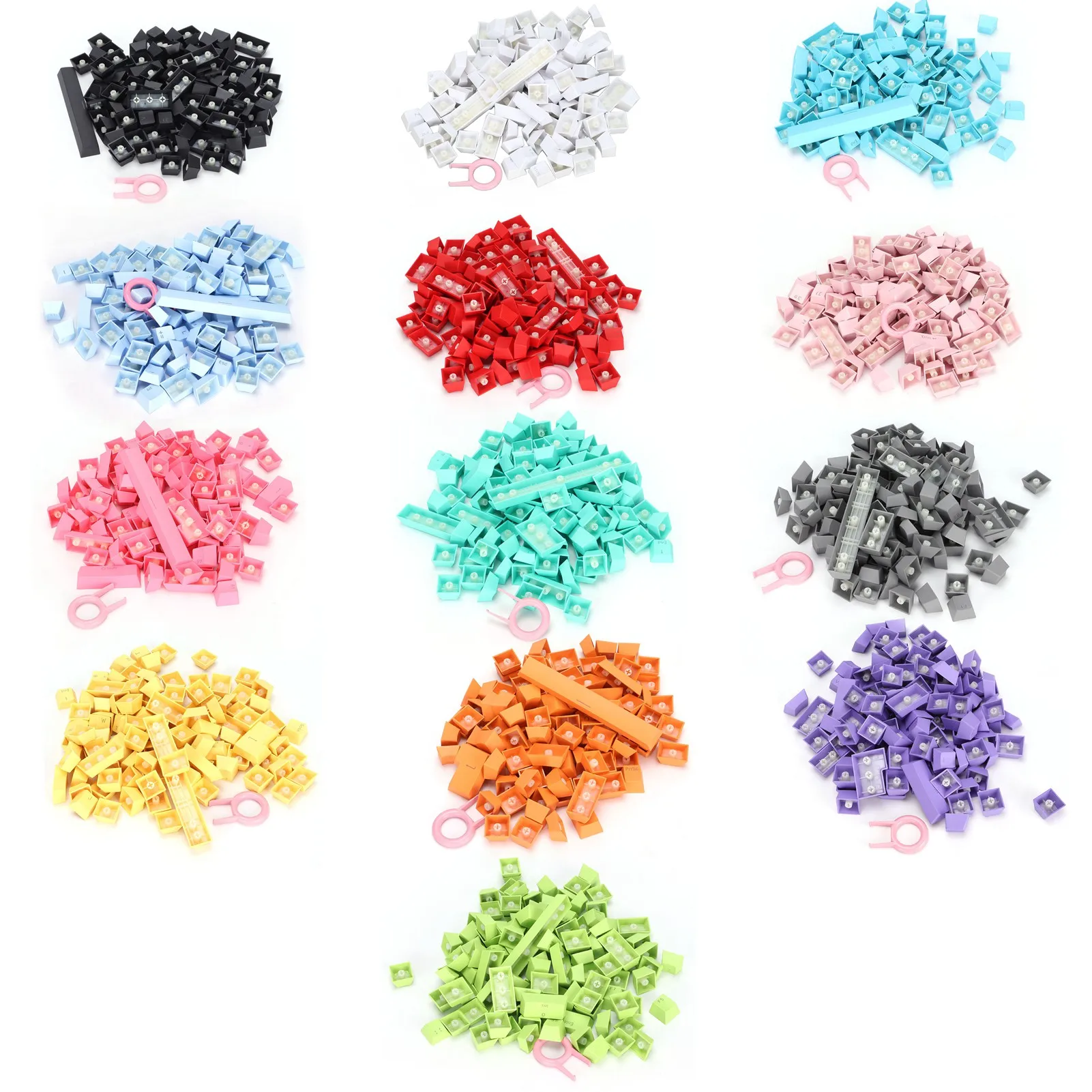 Colorful Keycaps Strong PBT Keycaps Ergonomic for Keyboard Decoration for 61 / 64 / 87 / 104 / 108 Key Mechanical Keyboard.