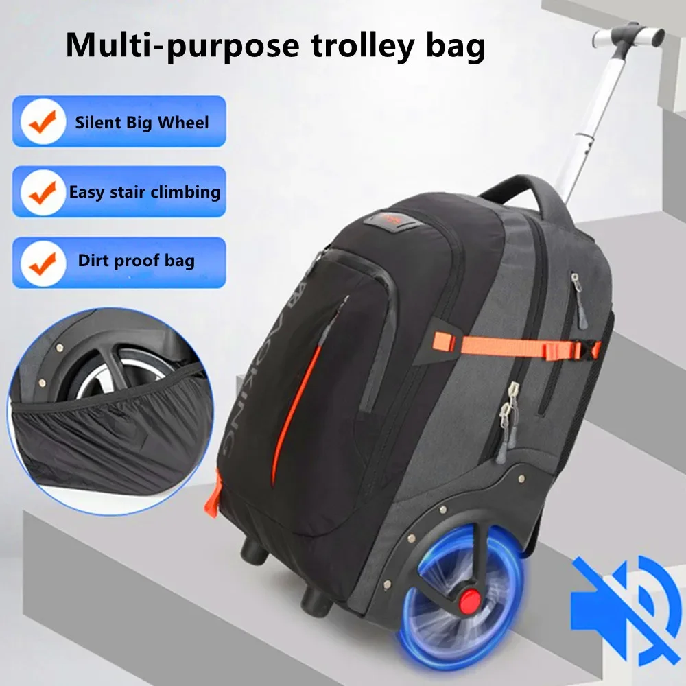 Business Trolley Backpack 2 Big Wheels Computer Bag Student Schoolbag Laptop Tablet Storage Bags Travel Handbag Shoulder Luggage