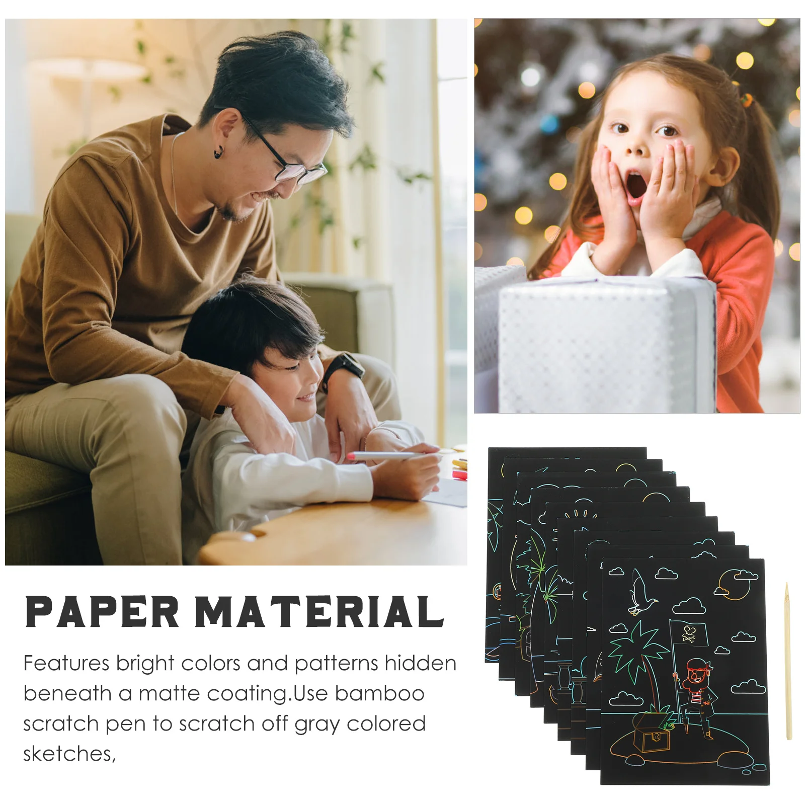 

1Set Pirate Scratch Paper Creative Kids Scratching Art Sheets Educational Fun Painting Drawing Activity for Children