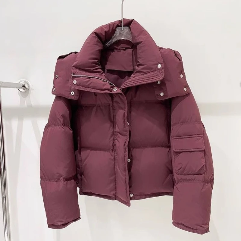 شتاء دافئ سميك كم طويل أكثر من حجم مقنعين سترات قصيرة الإناث فضفاضة مبطن مبطن معاطف أبلى المرأة سترة قطن منتفخة