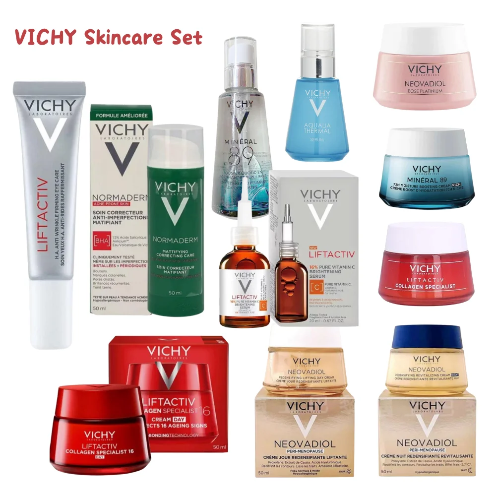VICHY-Juego de cuidado de la piel Facial, suero hialurónico rejuvenecedor de 16% VC, crema reparadora de colágeno, calmante, hidratante, Retinol, cuidado de la piel