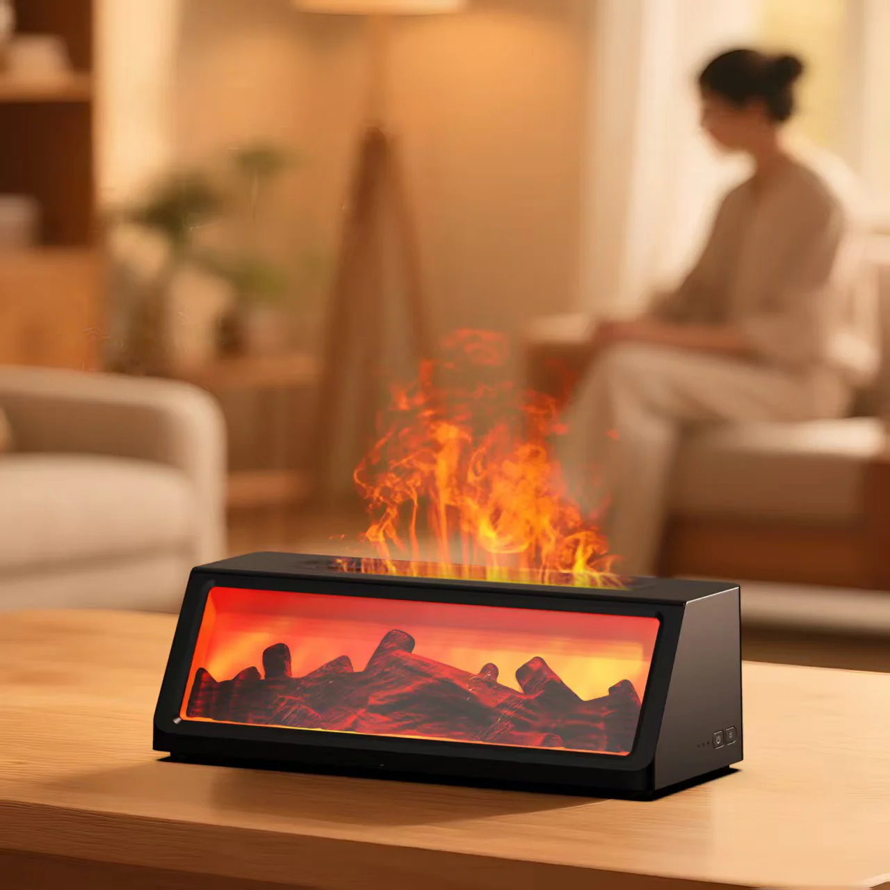 

2026 Новый продукт, домашний креативный увлажнитель воздуха для костра, 150 мл, аромадиффузор с имитацией камина и красочной светодиодной подсветкой