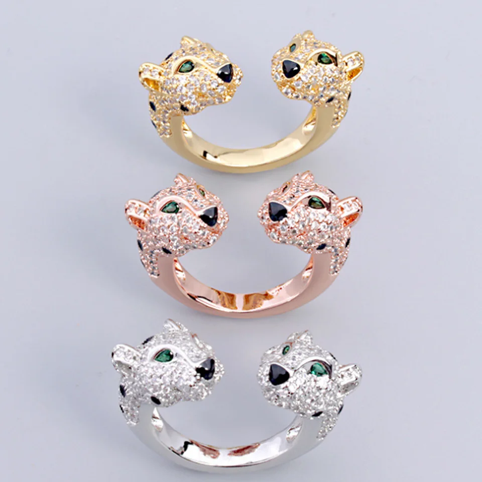 Zlxgirl Full Around Zirconia Wedding Bangle With ring jewelry set fashion Women's Jet Enamel Leopard Animal Gold Bangle&Anel