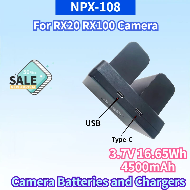 3.7V 16.65Wh 4500mAh NPX-108 Rechargeable Battery for RX20 RX100 Camera Batteries and Chargers High Quality Replacement Battery