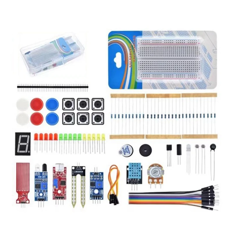 For UNO R3 Development Board 400 Hole Kit Switch Breadboard Sensor Obstacle Avoidance Module LED Lights Loose Parts ,A