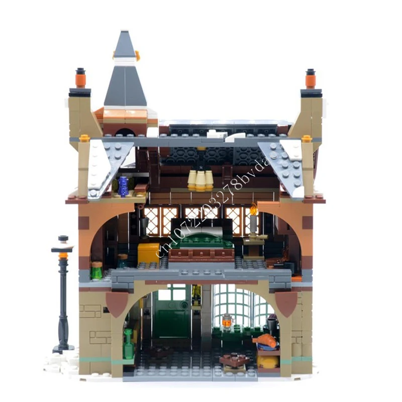 691pcs Winter dorf Old Inn Moc kreative Straßen ansicht Modell Bausteine Architektur DIY Bildung Montage Modell Spielzeug Gif