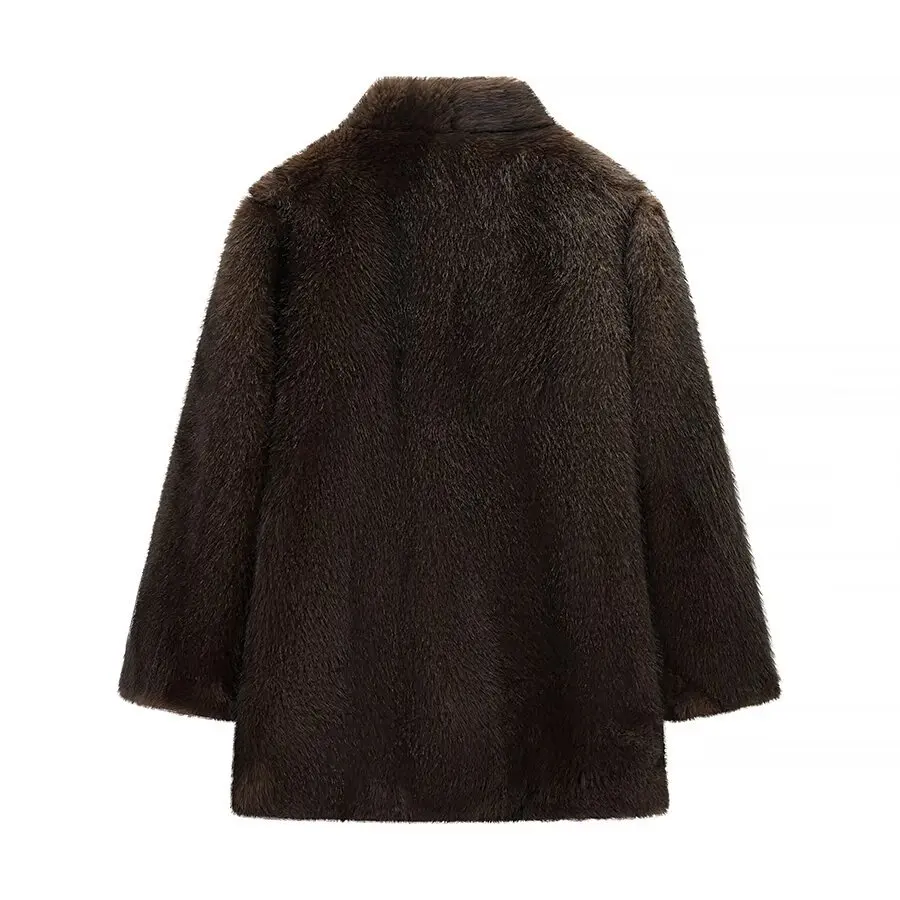 Nowa kolekcja zimowa 2025: europejska i amerykańska moda, osobowość, temperament, prosty, swobodny, futrzany płaszcz.