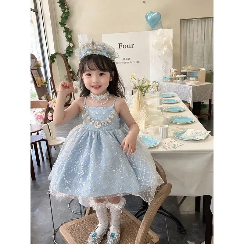 

Girls' Princess Dress Summer High-end Children's First Birthday Dress Puffy Skirt Trendy Dress