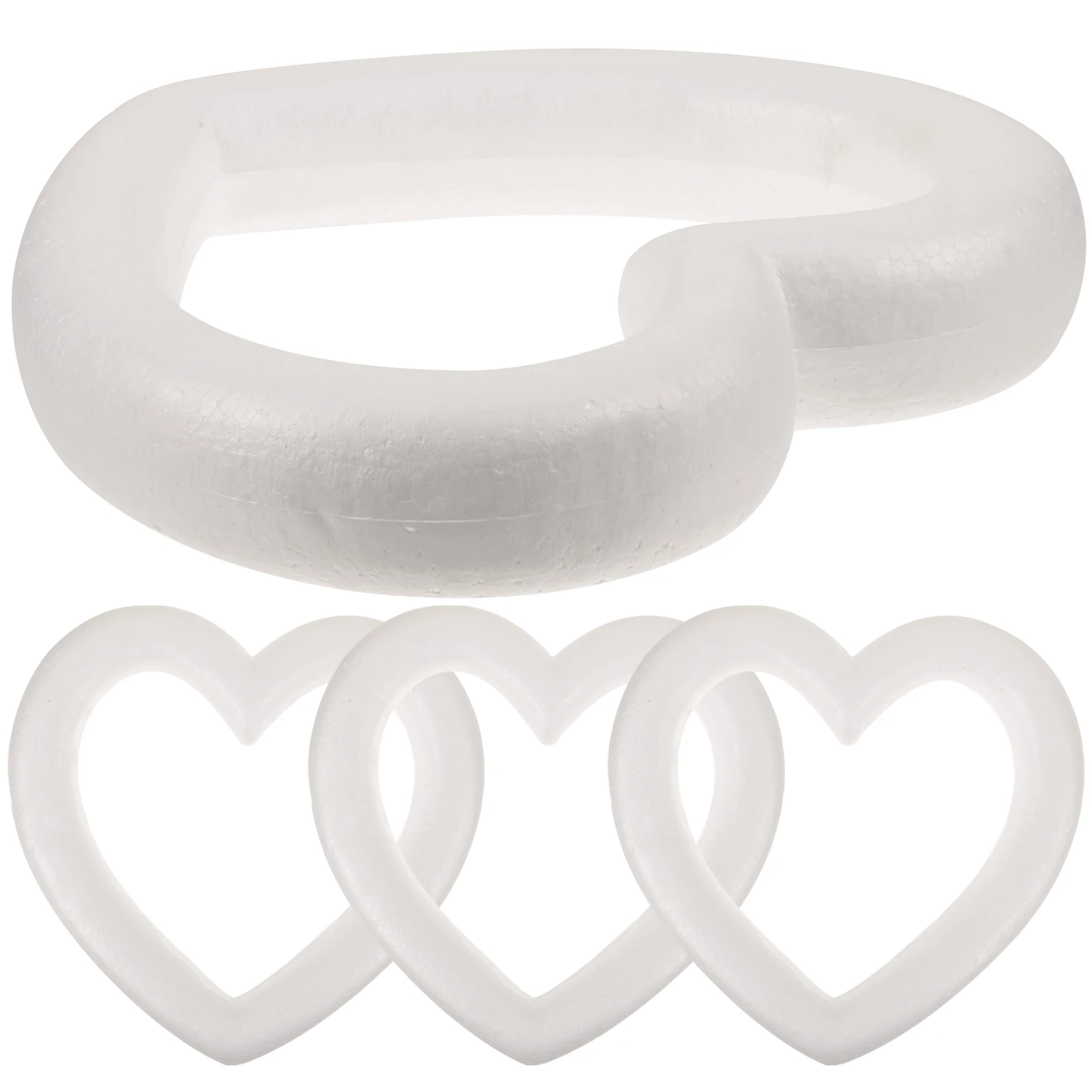 

4 Pcs Love Wreath New Year's Celebration Rings for Crafts Shapes Square Foam Circle Heart Shaped Small Christmas Decoration
