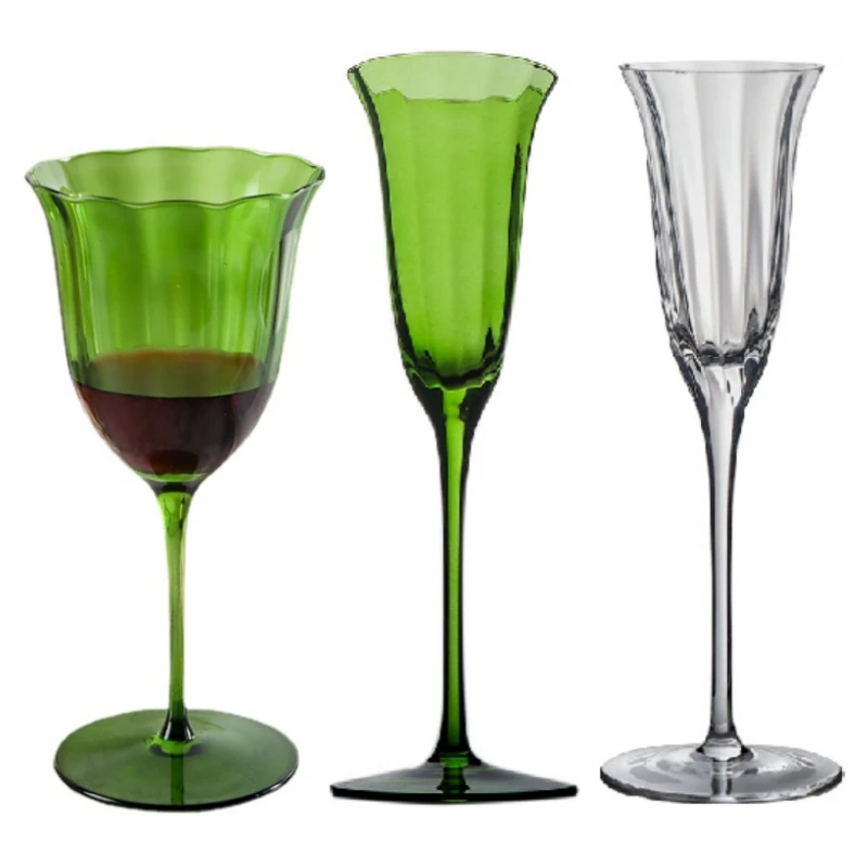 Pular Light Luxury Retro 100-280ml Art Goblet Lace Champagne Red Wine Matini Cocktail Cup Holiday Drinkware Gift Wine Glass