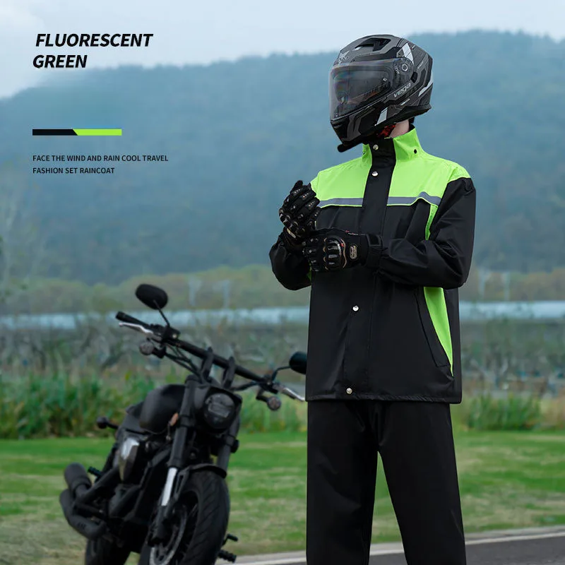 

Cycling Men's Raincoat Set Rain Pants Thin Split Type Chunya Spinning Waterproof And Riot Electric Bike Women's Motorcycle