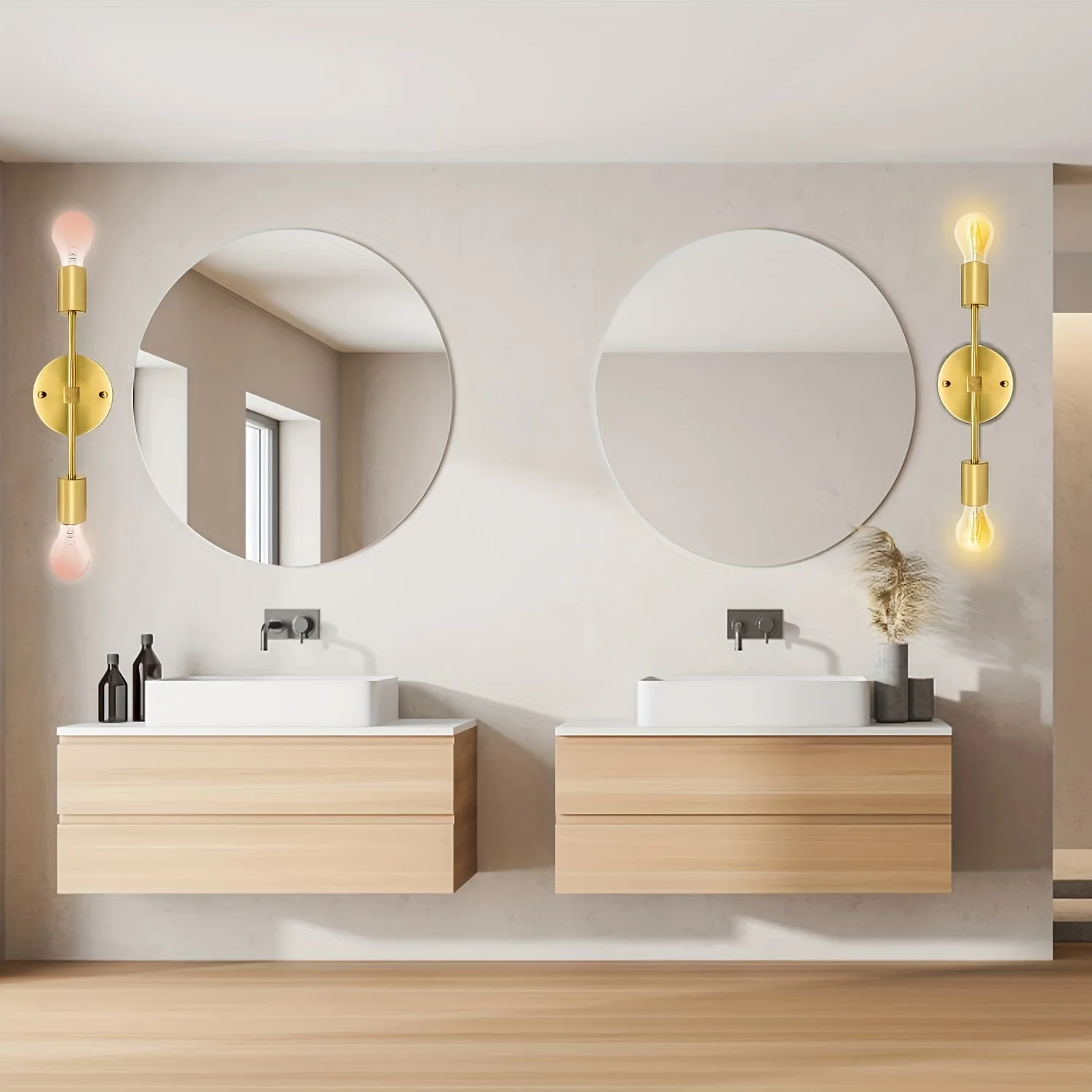 Gold Bathroom Light Fixtures Modern Wall Sconce Gold 2 Light Vanity Light Fixture for Bathroom Over Mirror Mounted Vertically