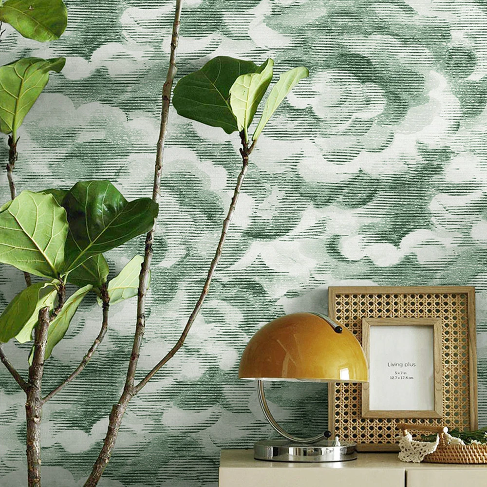 

3D Auspicious Cloud Embossed Wallpaper Living Room Study Tea Room Hotel Box Home Decoration Background Wall Stickers Light Green