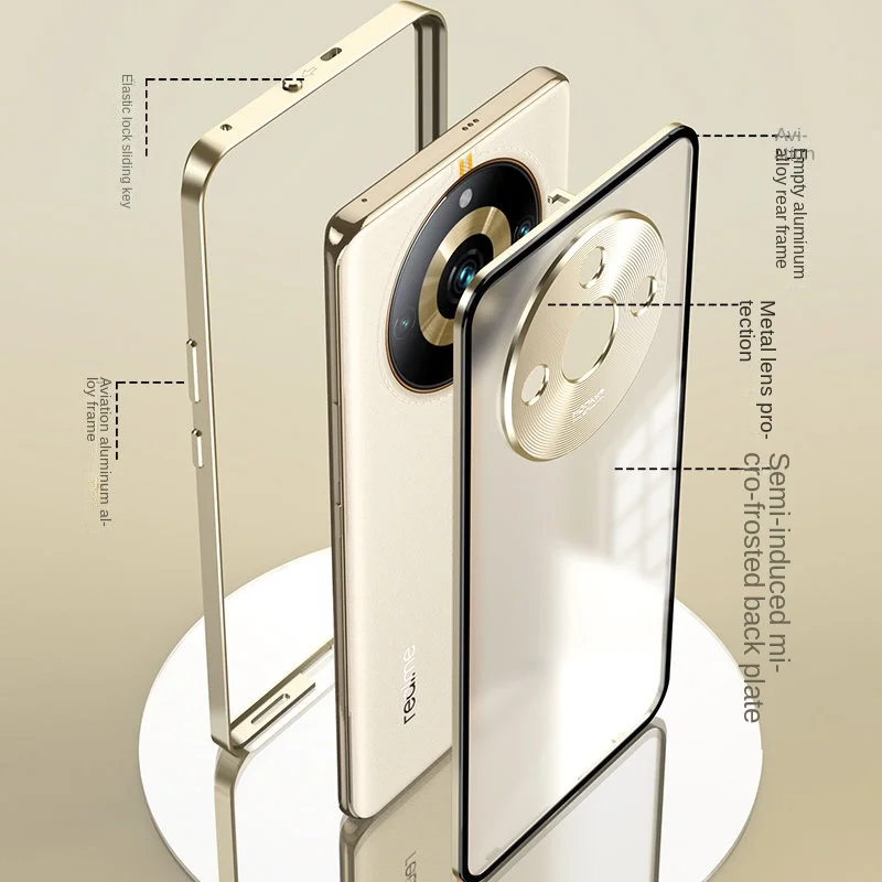 Realme 11 Pro 5G RMX3770 Case Metal Bumper with Clear Tempered Glass Hard Cover Phone Case for Realme 11 Pro Plus 5G RMX3740