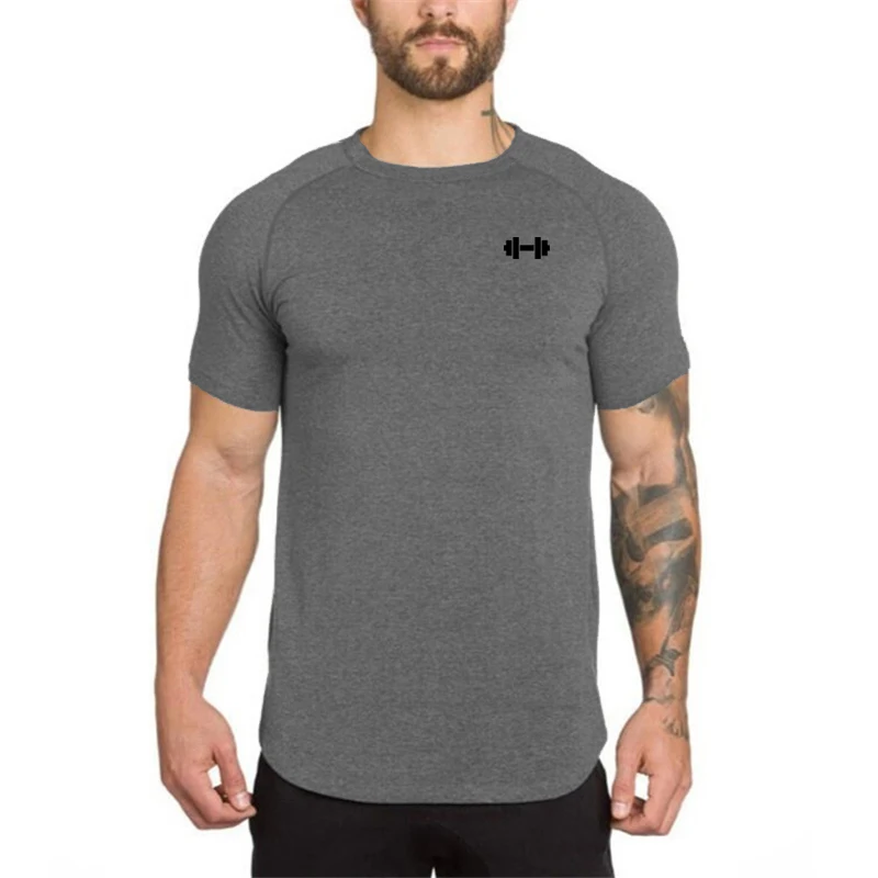 2023 Men T-shirt Male Sports Gym Muscle Fitness T Shirt Blouses Loose Short Sleeve Summer Bodybuilding Tee Tops Men's Clothing view 5