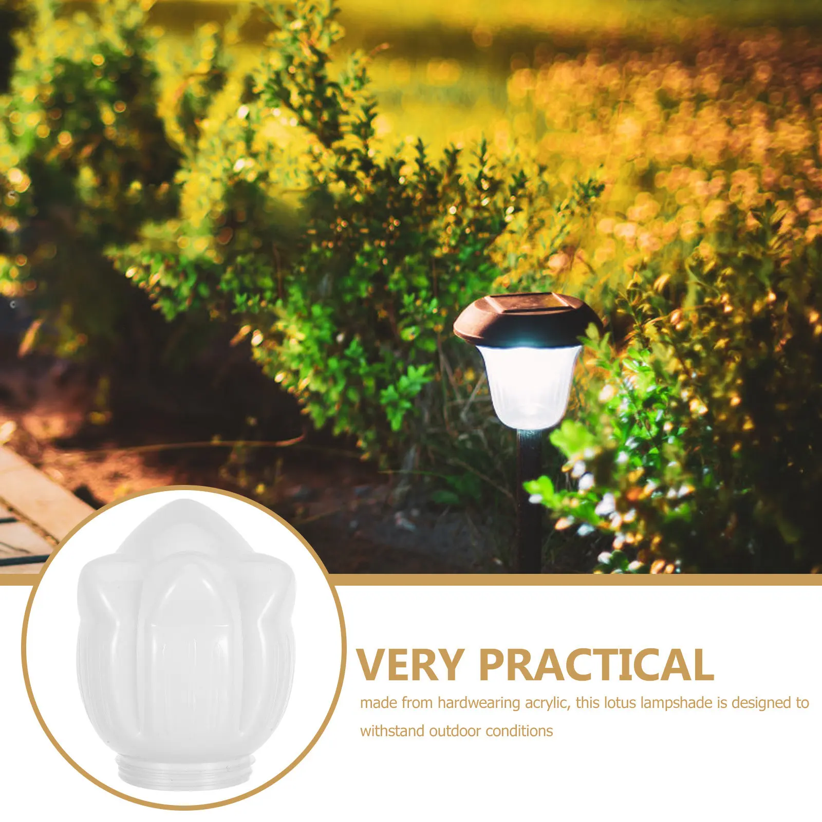 

Lotus Outdoor Lamp Shade Weather-Resistant Acrylic Light Globe Elegant Flower Design for Post-Top Exterior Lantern Courtyard